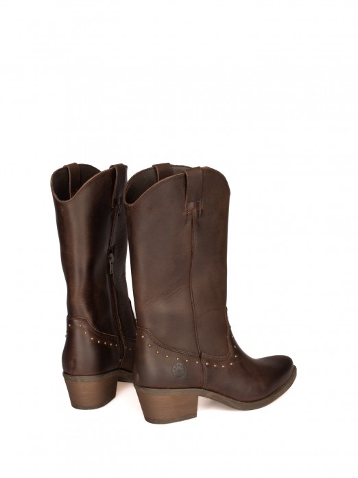 High-top Texan boot in Leather