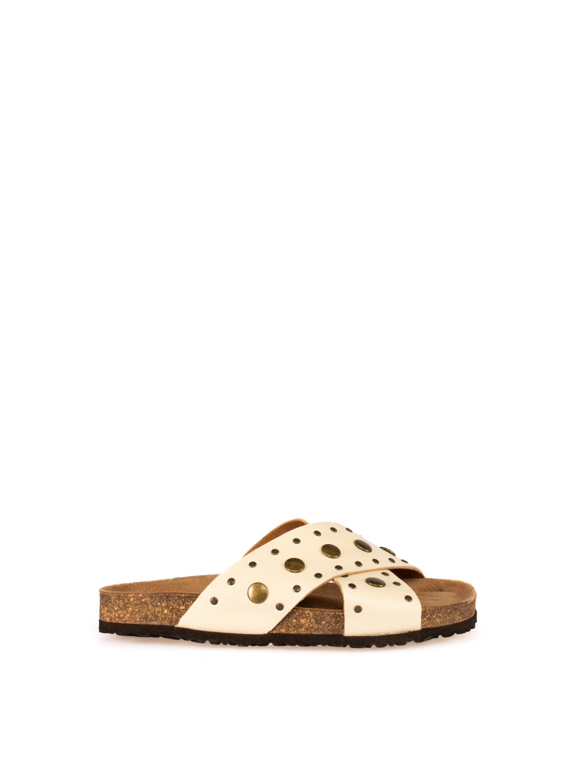 Women’s Bio Leather Slide Sandal with Cross Straps