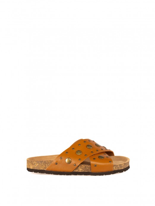 Women’s Bio Leather Slide Sandal with Cross Straps Women’s Bio Leather Slide Sandal with Cross Straps