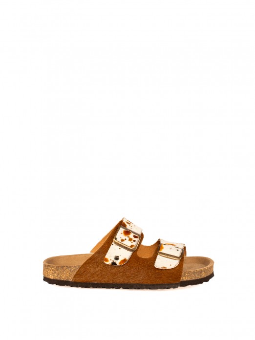 Chinelo Bio com Fivelas em Pêlo Combinado Chinelo Bio com Fivelas em Pêlo Combinado
