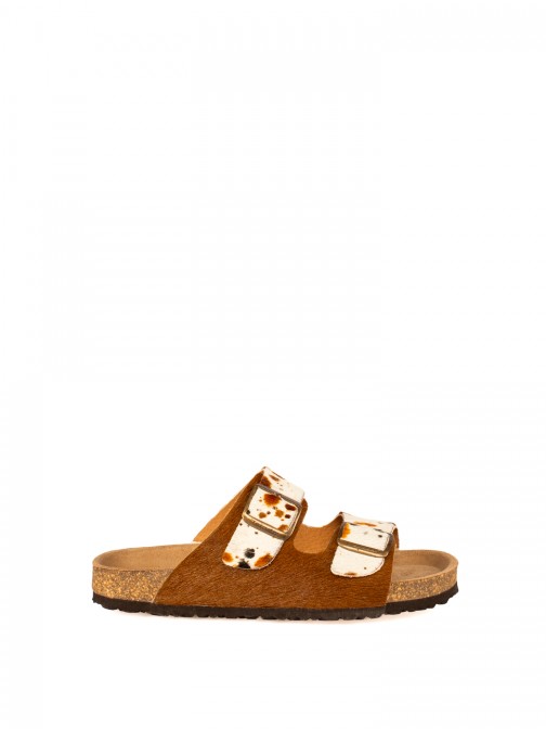Chinelo Bio com Fivelas em Pêlo Combinado Chinelo Bio com Fivelas em Pêlo Combinado