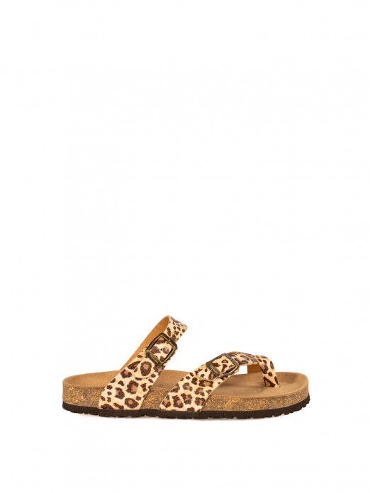 Women’s Bio Animal Print Leather Slide Sandal Women’s Bio Animal Print Leather Slide Sandal