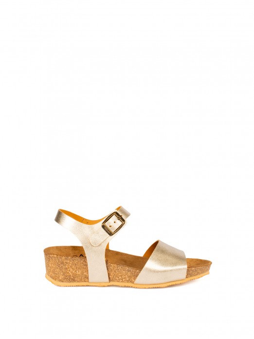 Bio Wedge Sandal in Laminated Leather Bio Wedge Sandal in Laminated Leather
