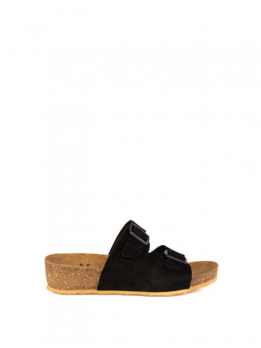 Bio Buckle Sandal in Suede with Wedge Bio Buckle Sandal in Suede with Wedge
