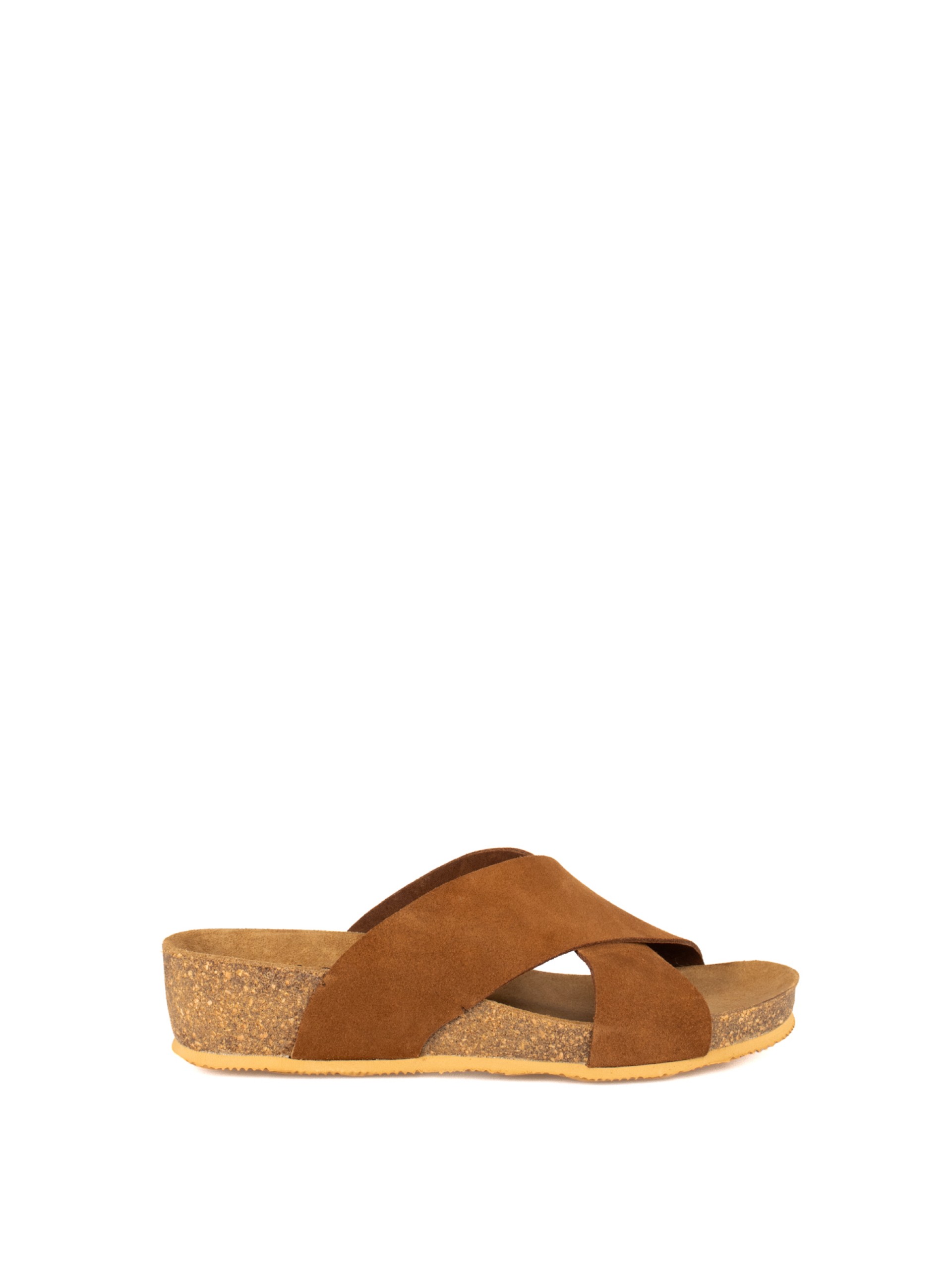 Bio Cross-Strap Slide Sandal in Suede with Wedge