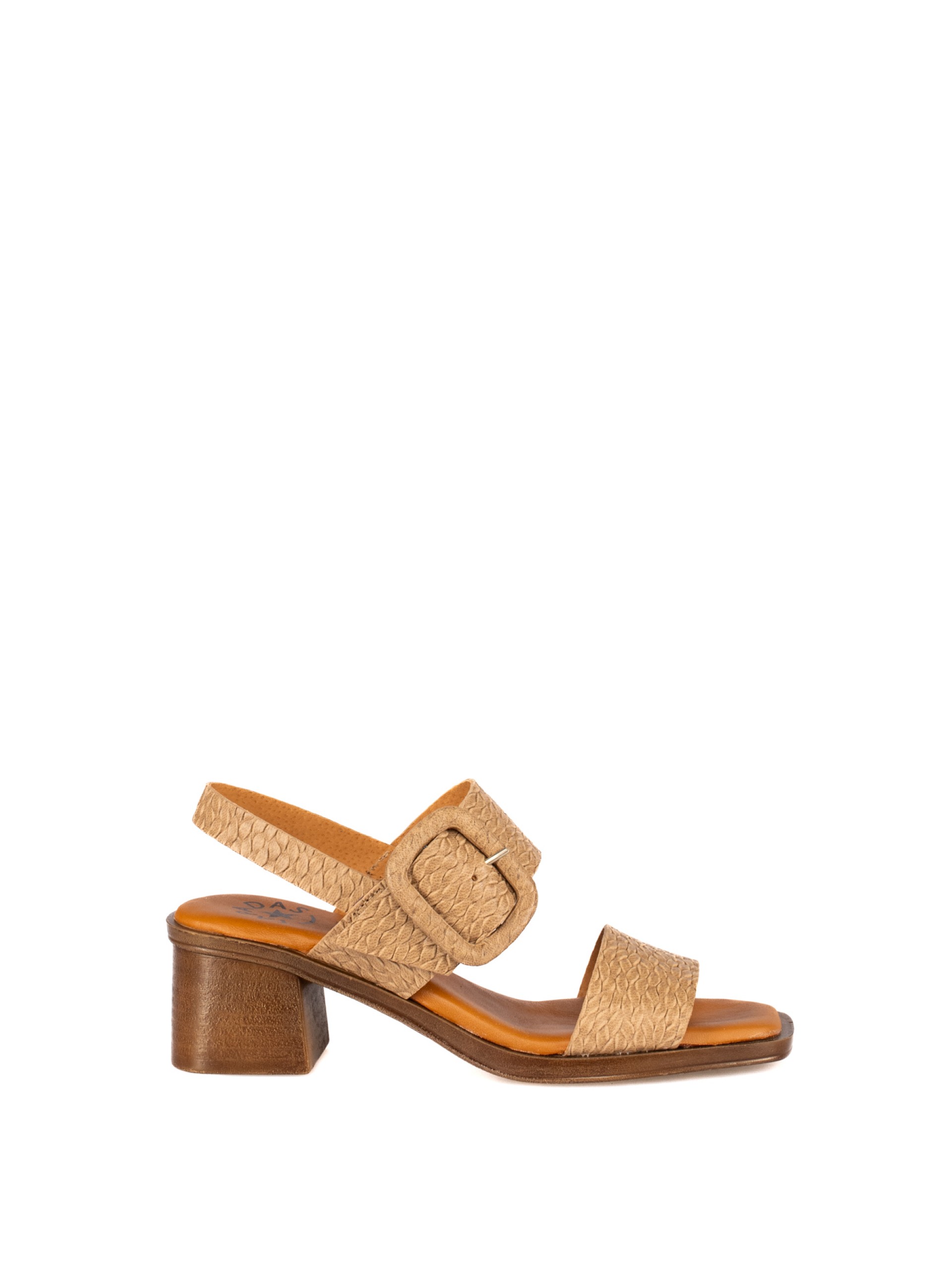 Woven Leather Sandal with Covered Buckle