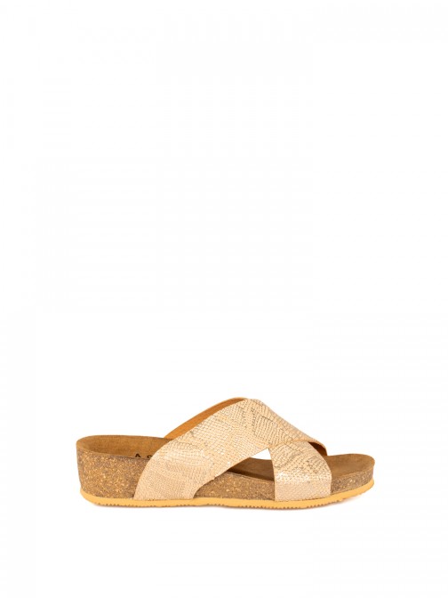 Bio Cross-Strap Slide Sandal in Laminated