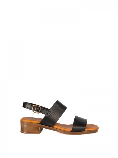 Low-Heel Sandal with Two Leather Straps Low-Heel Sandal with Two Leather Straps