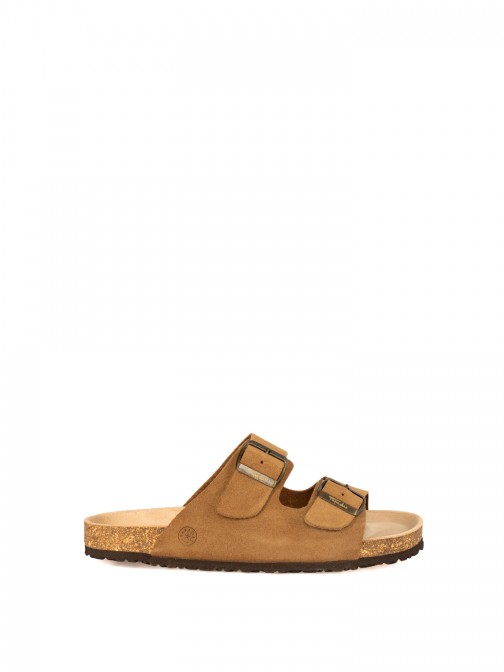 Men�s Bio Suede Slide Sandal with Buckles