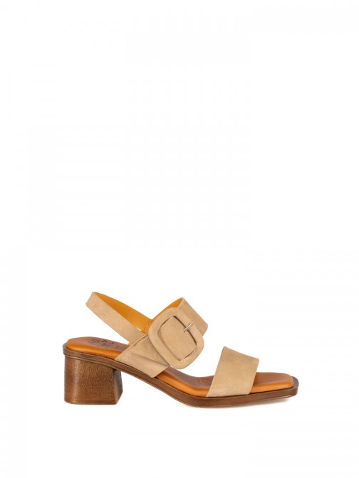 Woven Suede Sandal with Covered Buckle