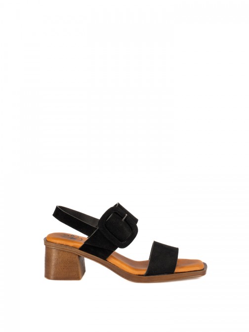 Woven Suede Sandal with Covered Buckle