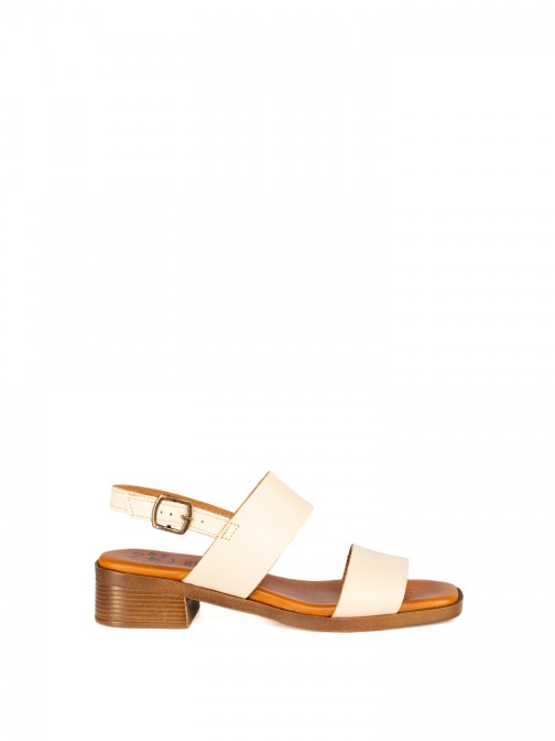 Low-Heel Sandal with Two Leather Straps
