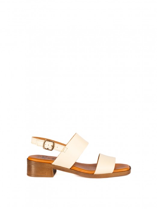 Low-Heel Sandal with Two Leather Straps Low-Heel Sandal with Two Leather Straps