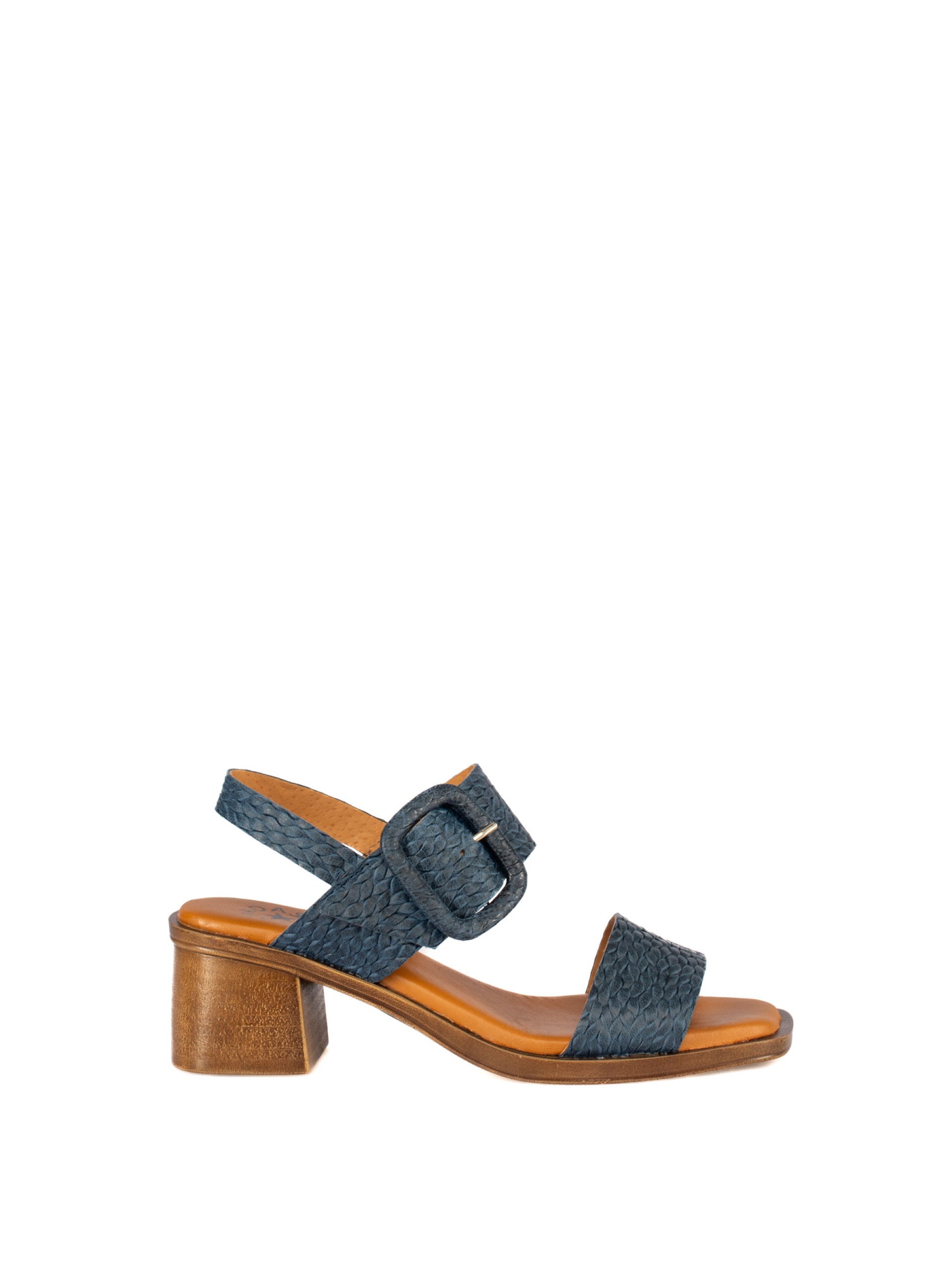 Woven Leather Sandal with Covered Buckle