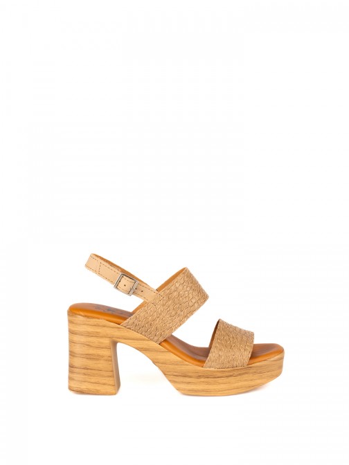Wedge Sandal with Woven Leather Straps