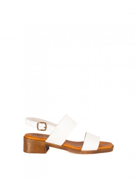 Low-Heel Sandal with Two Leather Straps Low-Heel Sandal with Two Leather Straps