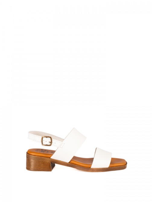 Low-Heel Sandal with Two Leather Straps