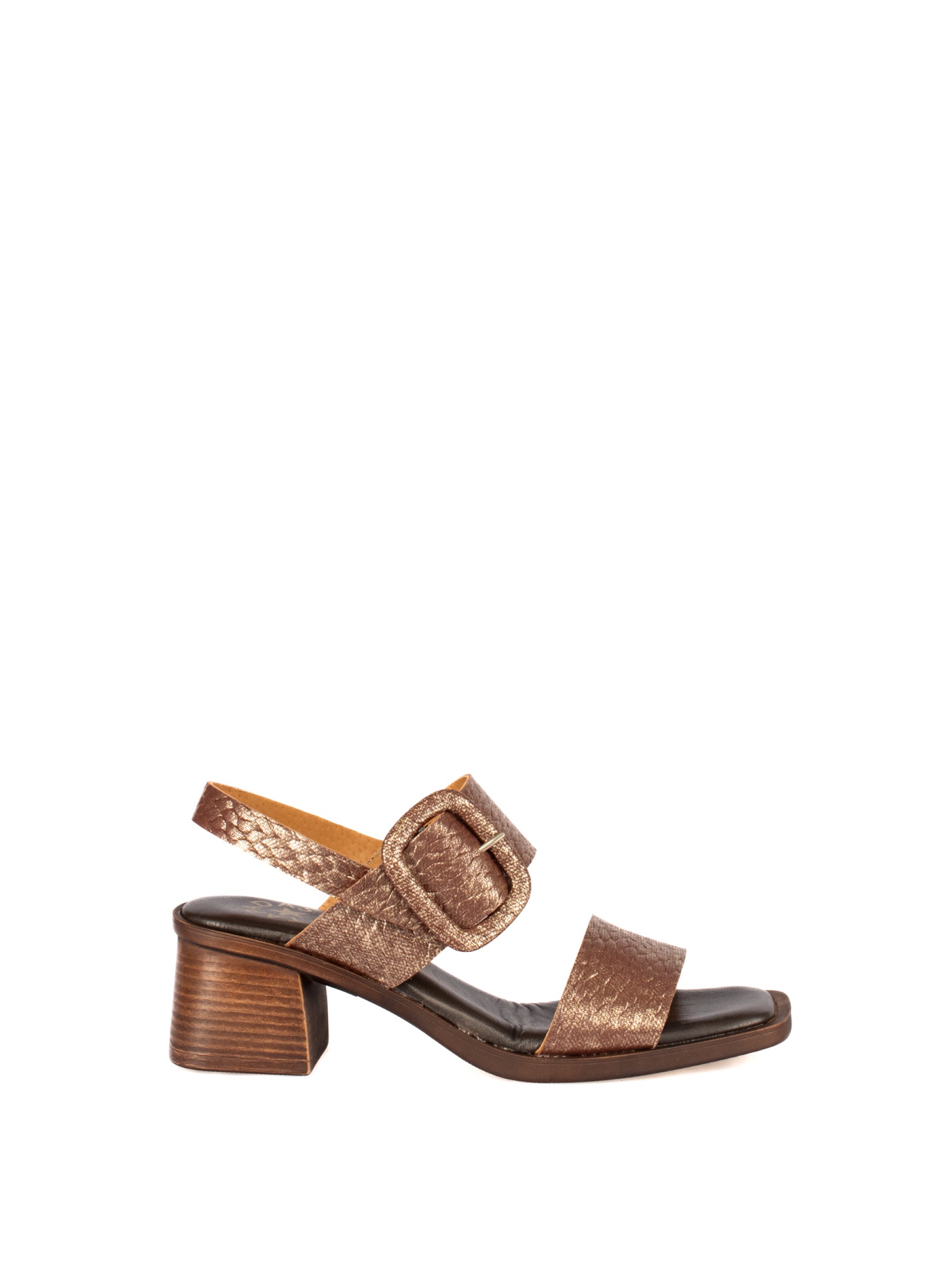 Woven Metallic Leather Sandal with Covered Buckle