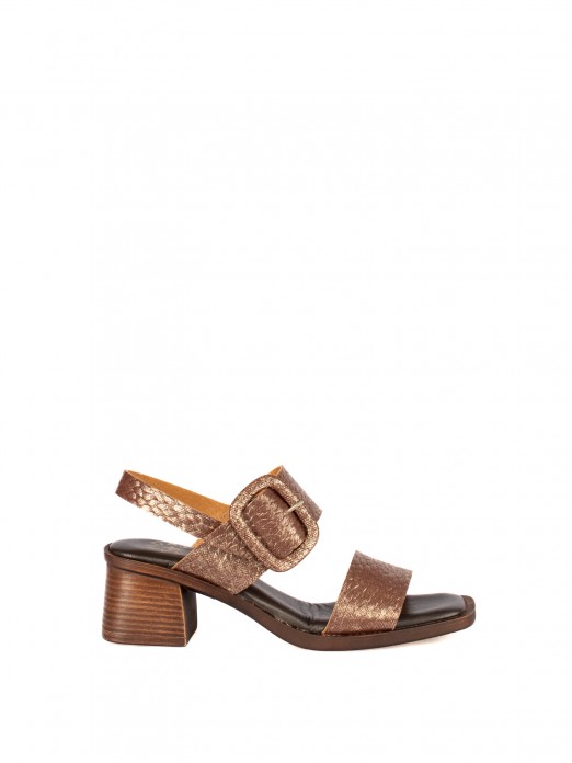 Woven Metallic Leather Sandal with Covered Buckle Woven Metallic Leather Sandal with Covered Buckle