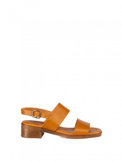 Low-Heel Sandal with Two Leather Straps Low-Heel Sandal with Two Leather Straps