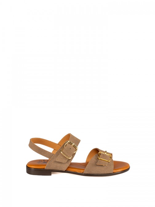 Women�s Flat Suede Sandal
with Adjustable Straps