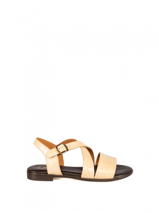 Women’s Flat Croc-Effect Leather Sandal Women’s Flat Croc-Effect Leather Sandal