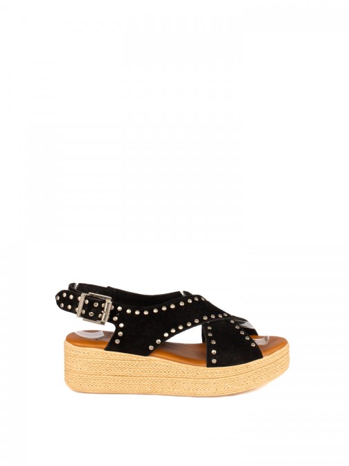 Women�s Suede Wedge Sandal with Studs