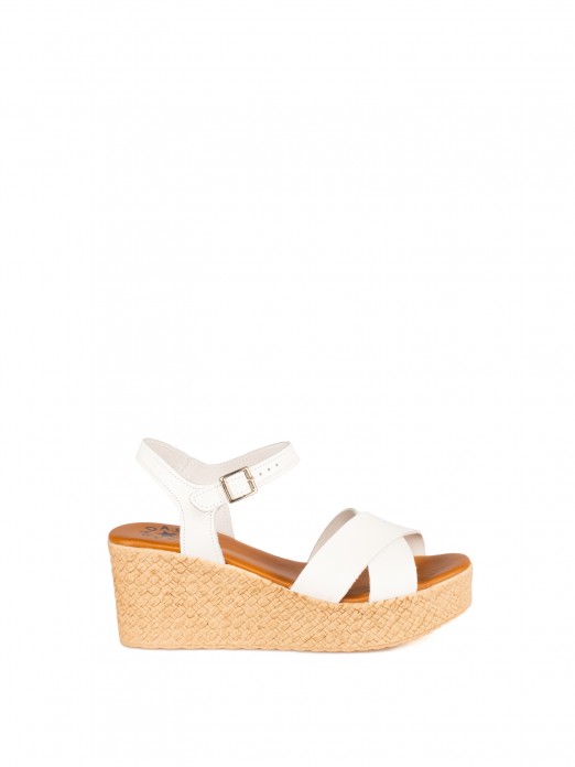 Women’s Leather Wedge Sandal with Crossed Straps Women’s Leather Wedge Sandal with Crossed Straps