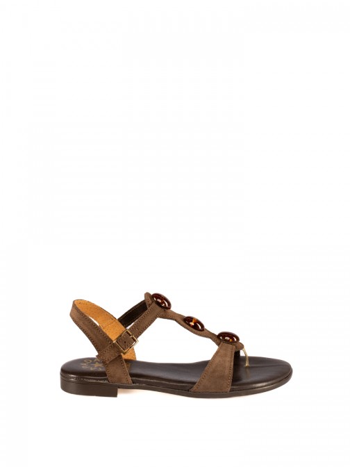 Flat Suede Sandalwith Stones Flat Suede Sandalwith Stones