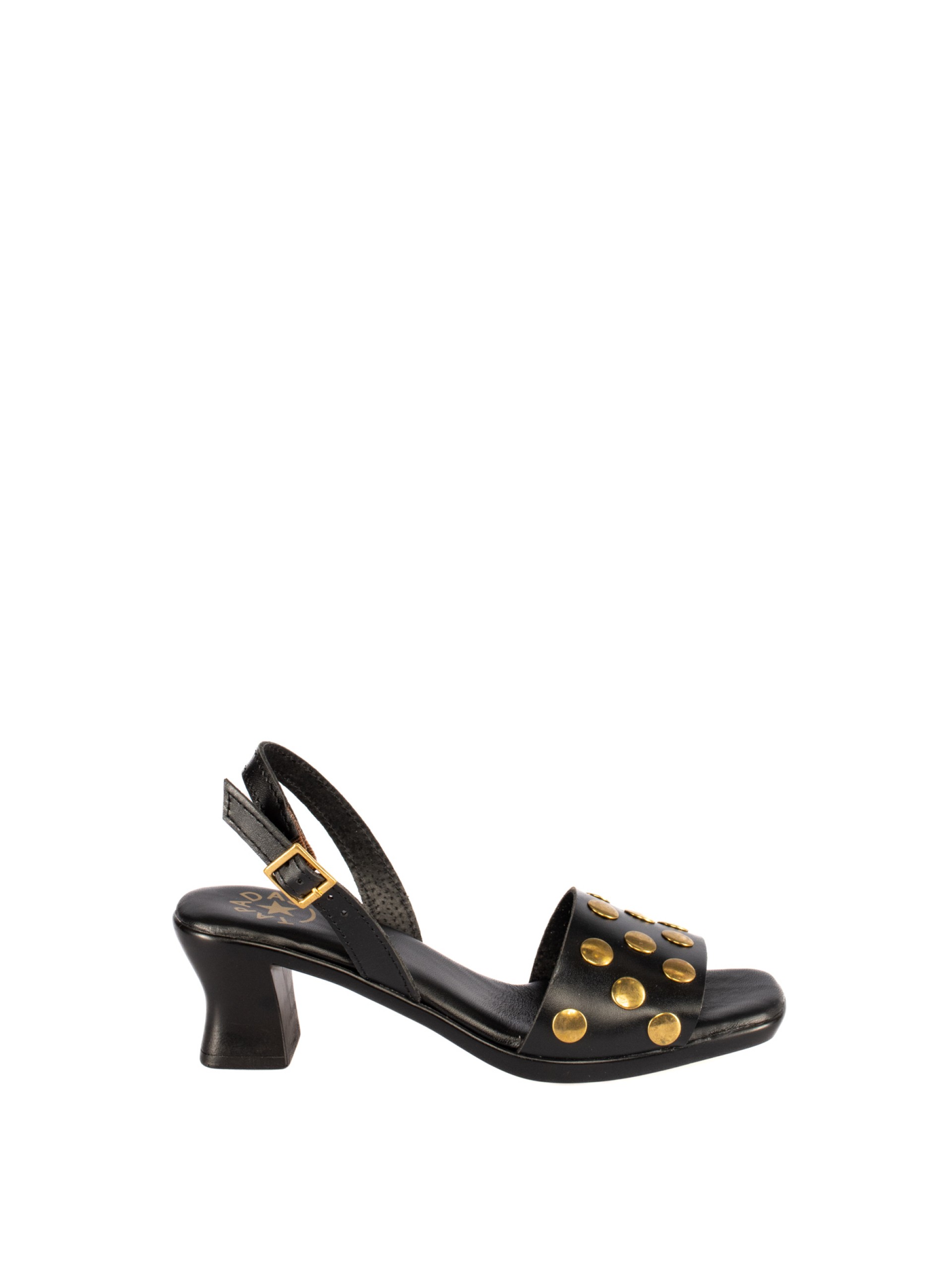 Kitten Heel Leather Sandal with Studs