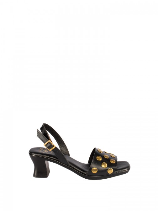 Kitten Heel Leather Sandal with Studs