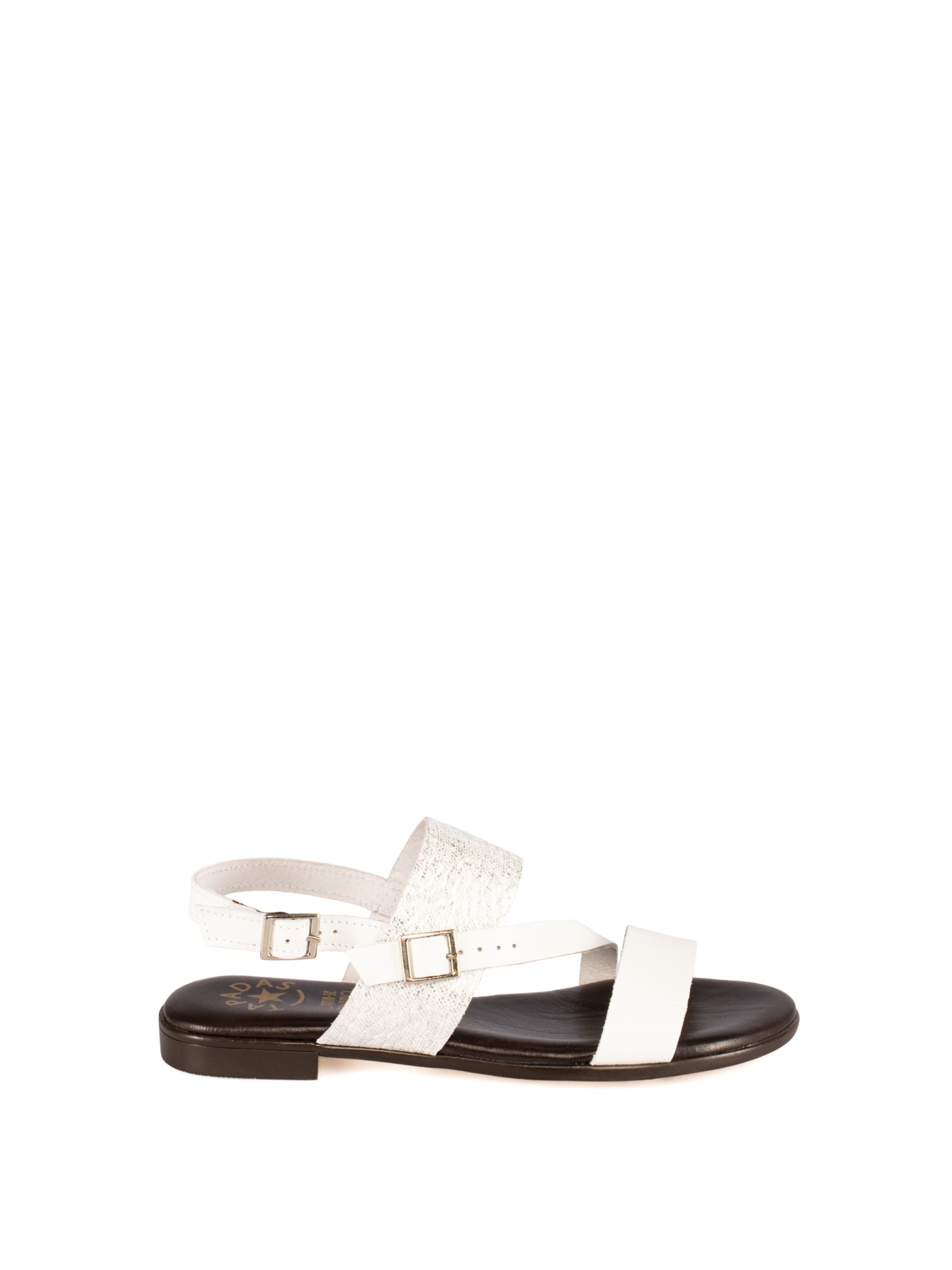 Women’s Flat Leather Sandal
with Combined Material