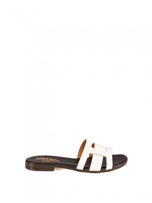 Women’s Animal Print Leather Slide with Interwoven Women’s Animal Print Leather Slide with Interwoven