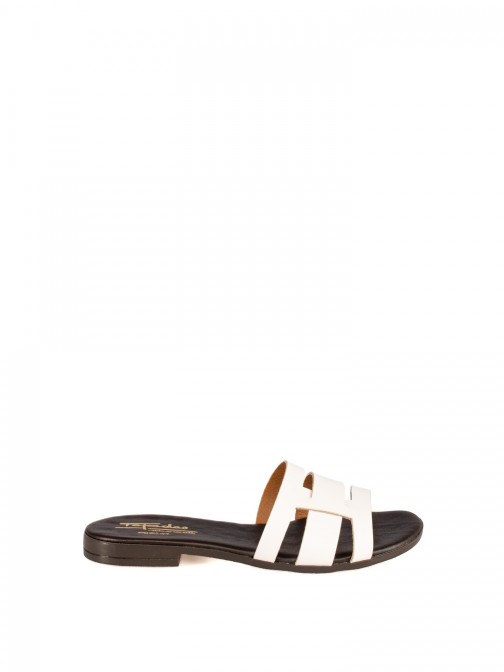 Women’s Animal Print Leather Slide with Interwoven Women’s Animal Print Leather Slide with Interwoven