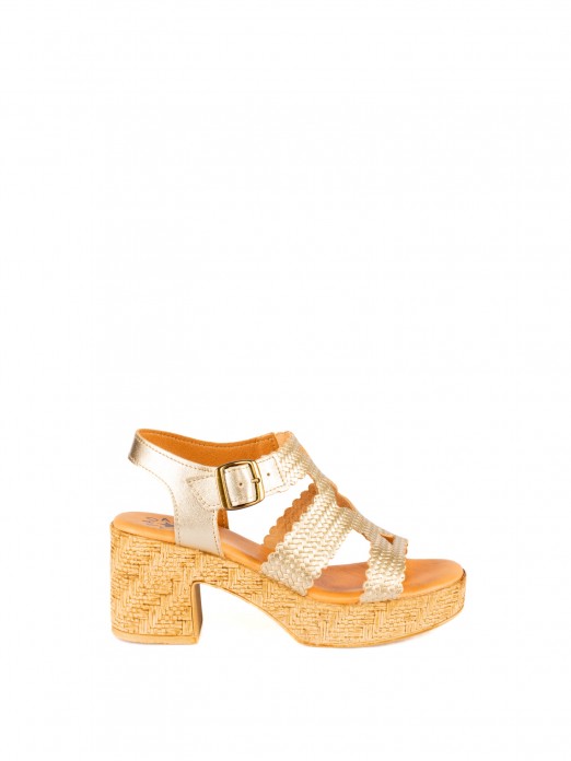 High Platform Heel Laminated Leather Sandal