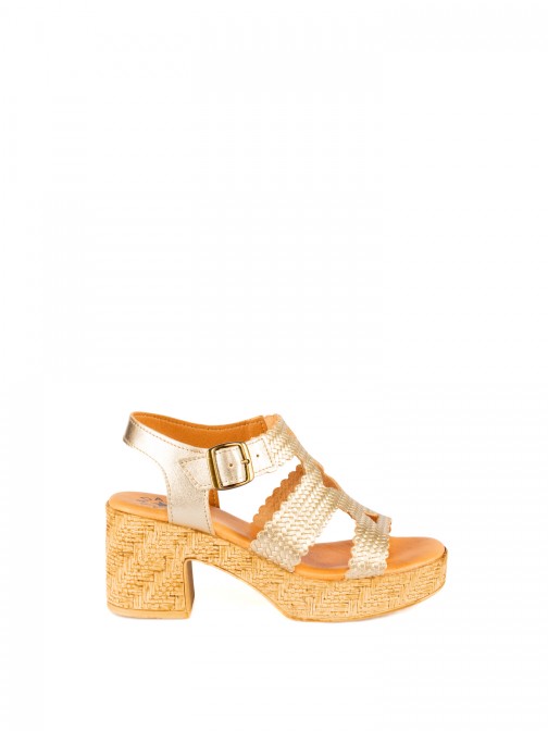 High Platform Heel Laminated Leather Sandal