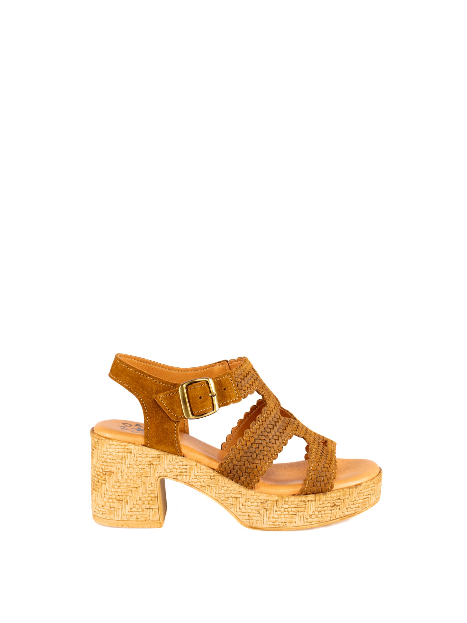 High Platform Heel Suede Sandal with Wide Straps