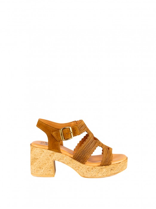 High Platform Heel Suede Sandal with Wide Straps High Platform Heel Suede Sandal with Wide Straps