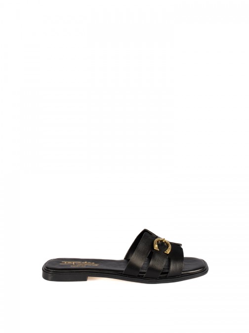 Women’s Leather Slide with Interwoven Straps Women’s Leather Slide with Interwoven Straps