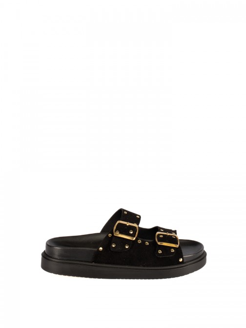 Women’s Suede Slide with Buckles and Studs Women’s Suede Slide with Buckles and Studs