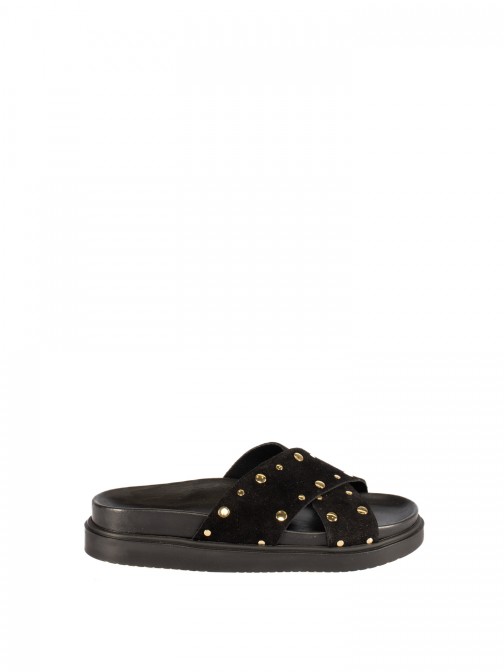 Women’s Suede Slide with Metallic Studs Women’s Suede Slide with Metallic Studs