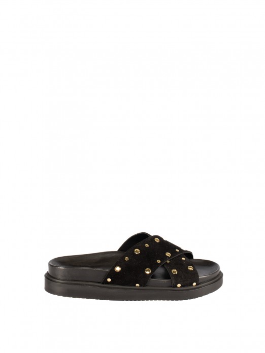 Women’s Suede Slide with Metallic Studs Women’s Suede Slide with Metallic Studs