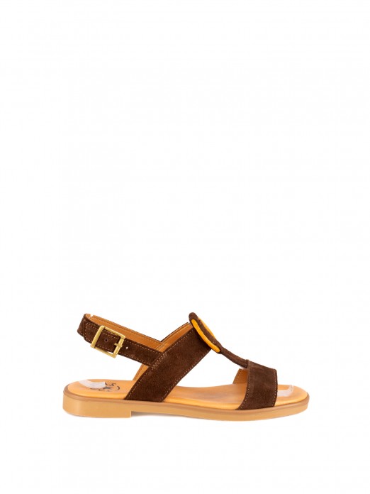 Suede Sandal with Ring Detail Suede Sandal with Ring Detail
