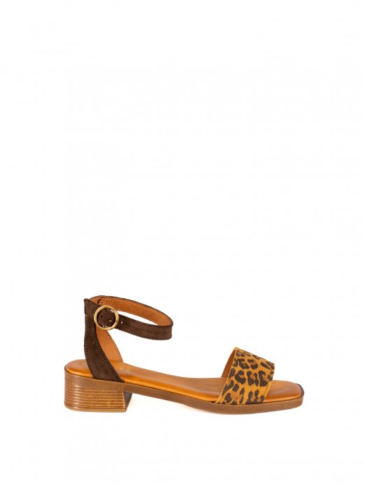 Women’s Animal Print Sandal with Low Heel Women’s Animal Print Sandal with Low Heel