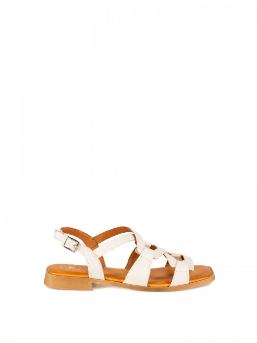 Women�s Leather Sandal with Interwoven Straps