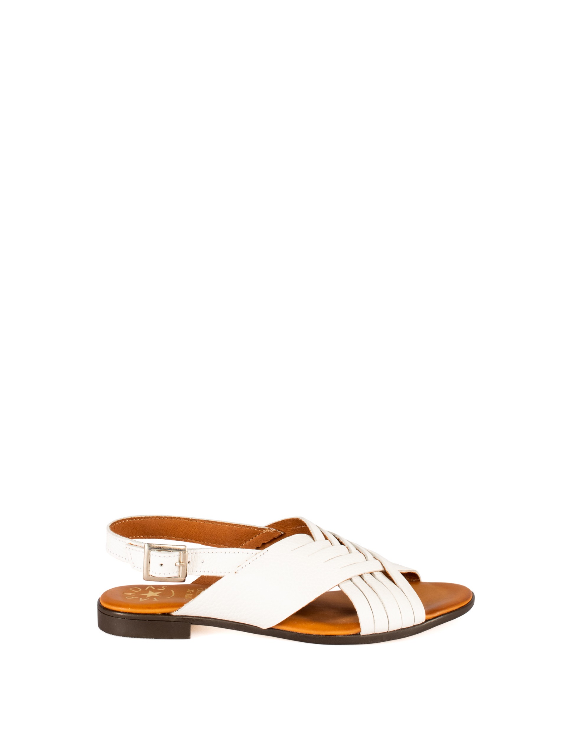 Women’s Flat Leather Sandal with Crossed Straps