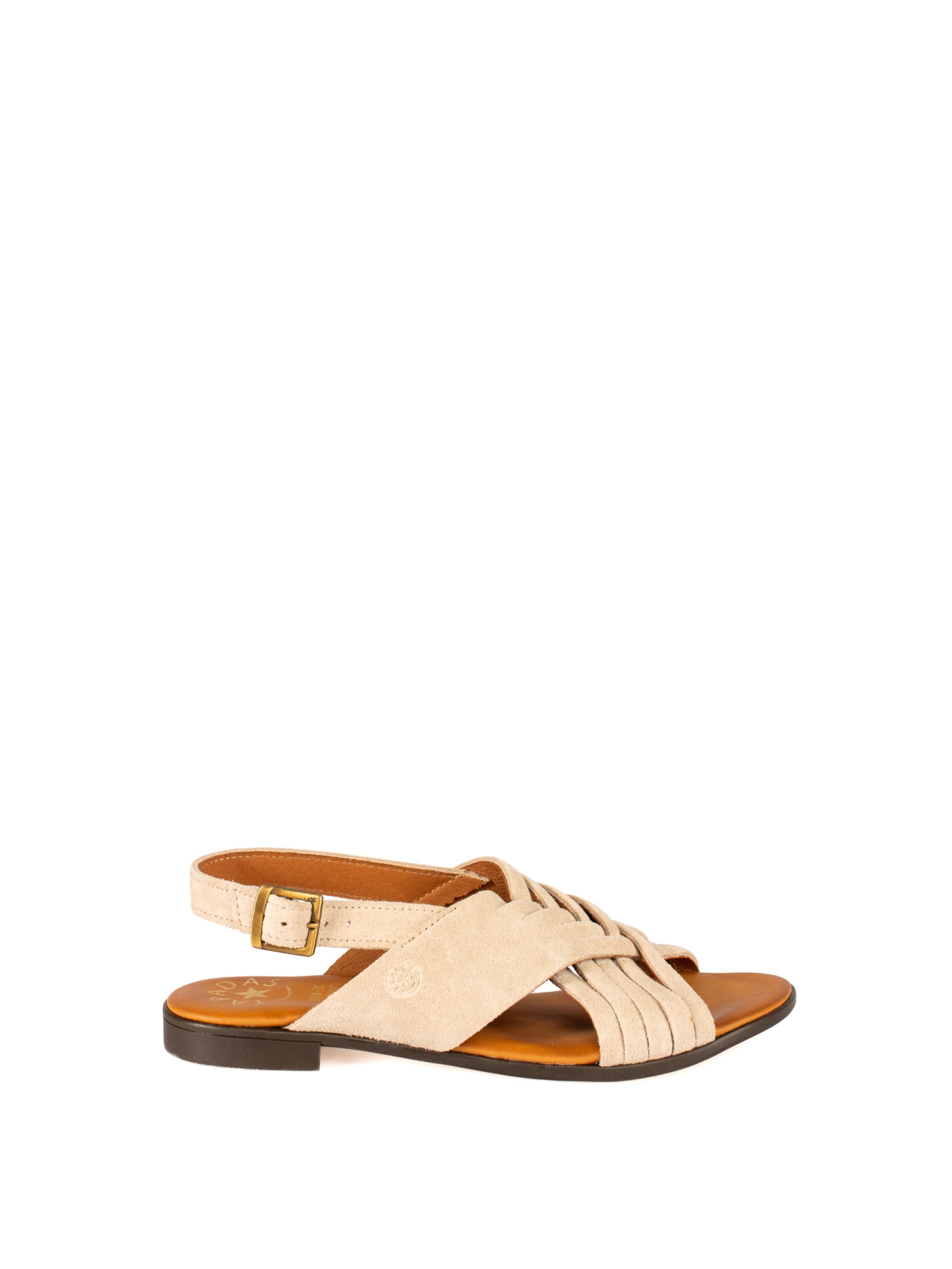 Women’s Flat Suede Sandal with Crossed Straps