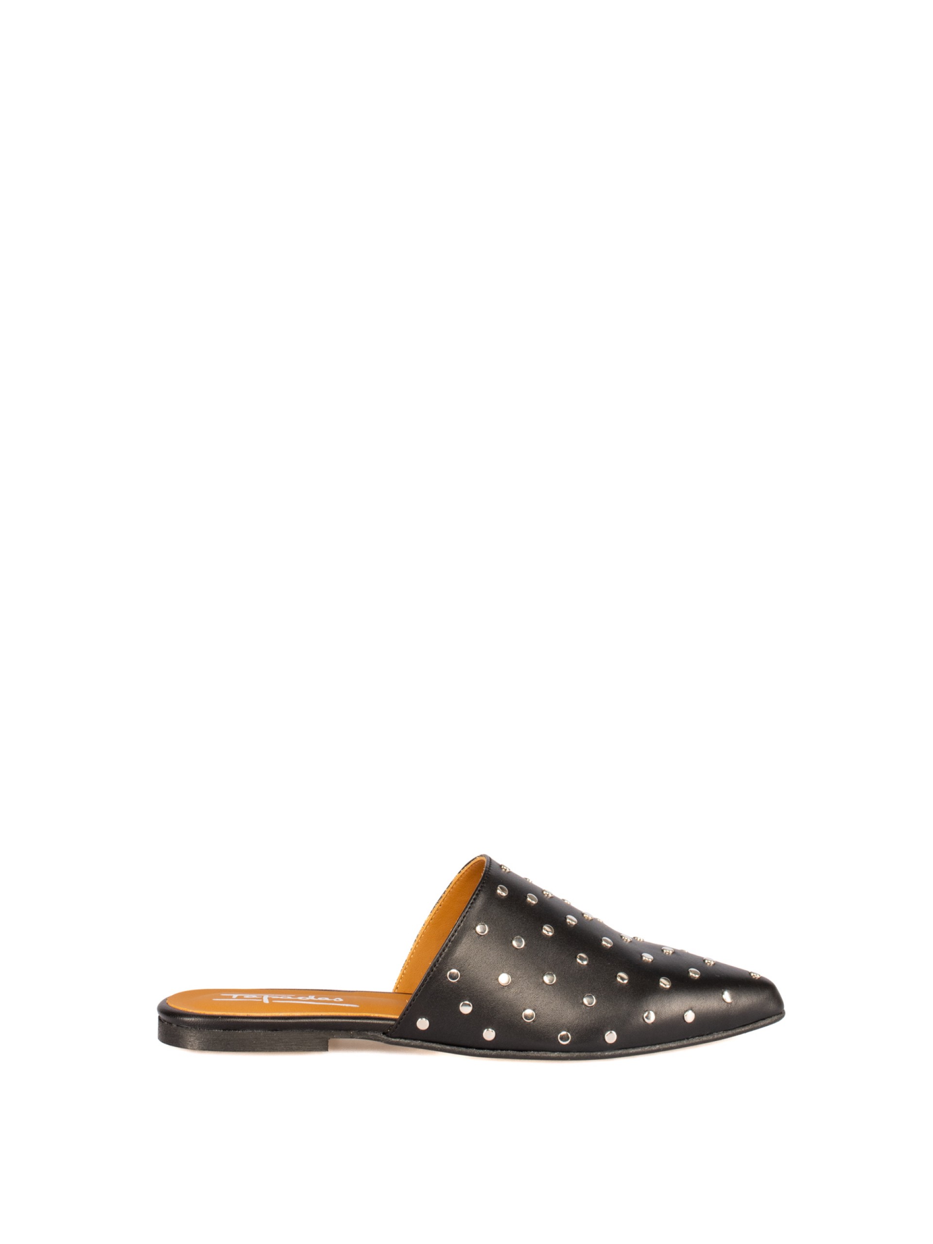 Women’s leather flat mule with studs