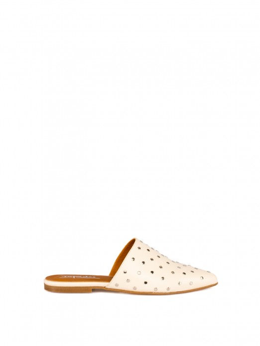 Women’s leather flat mule with studs Women’s leather flat mule with studs