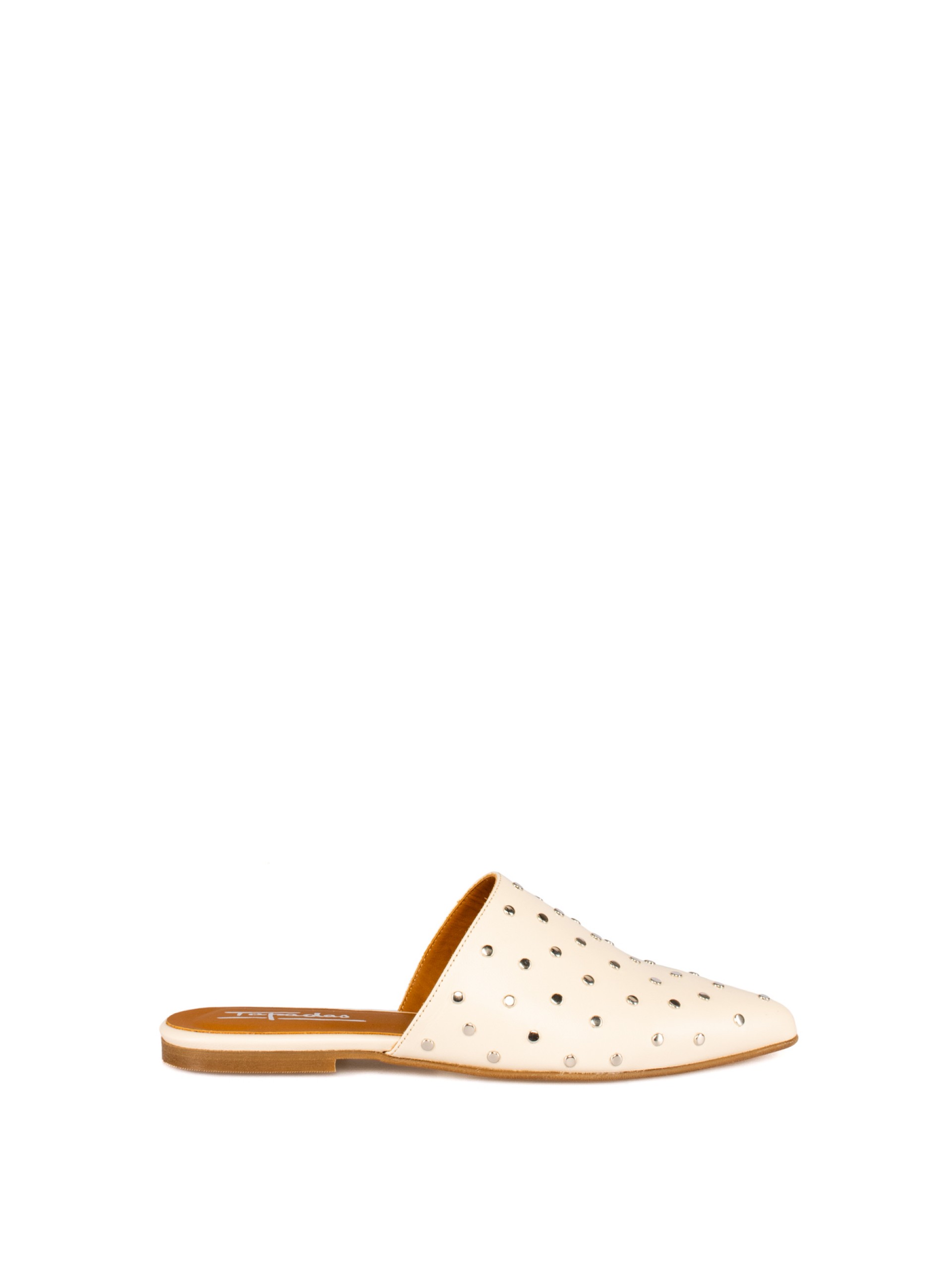 Women’s leather flat mule with studs
